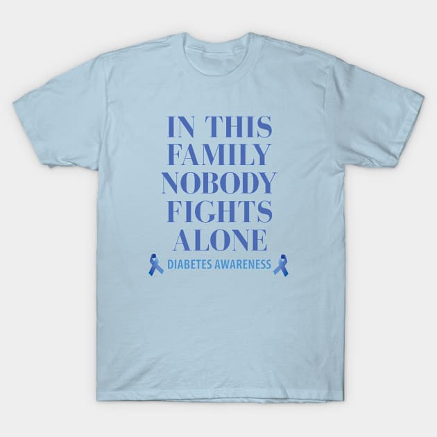 In This Family Nobody Fights Alone Diabetes Awareness T-Shirt by Chelseaforluke